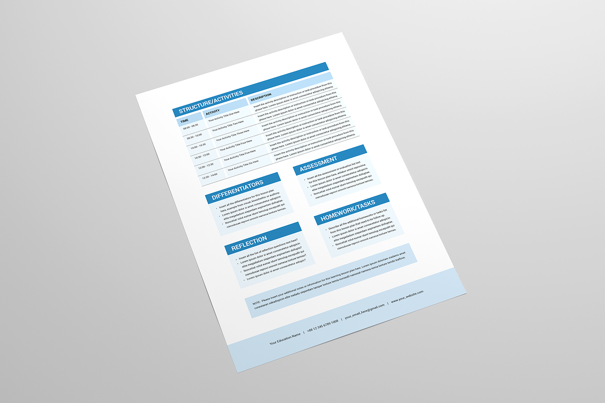 Lesson Plan | MS Word & Indesign, a Stationery Template by Leaflove