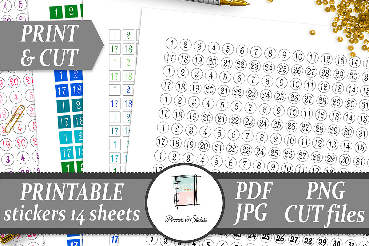 Date Number Planner Stickers, an Illustration by DigitalDesignAI (Photo 1 of 8)