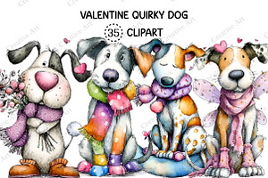 Valentine Quirky Dog Clipart Bundle, an Illustration by Creative Art