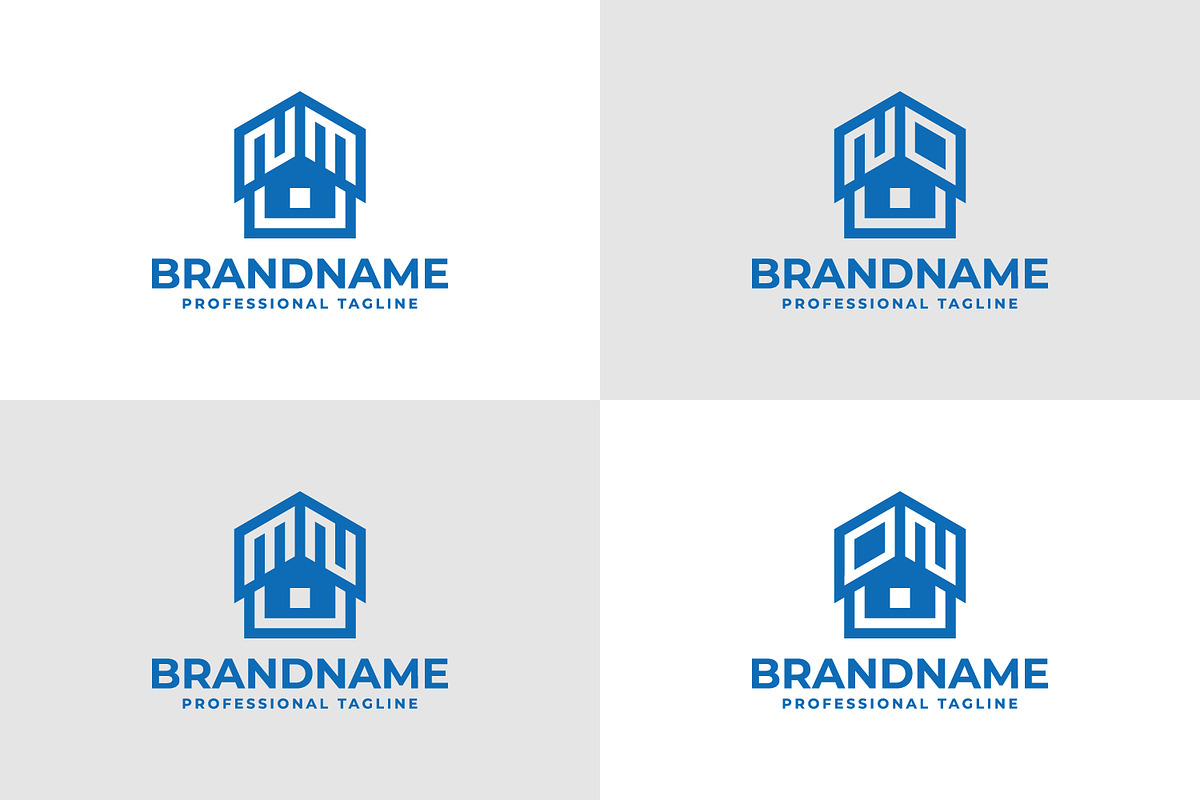 Letters NM MN NO ON Home Roof Logo, a Branding & Logo Template by Pray Art Design Studio