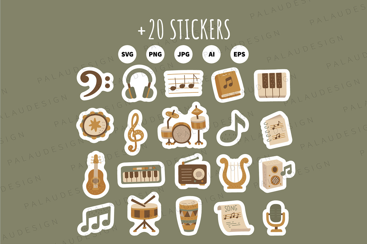 Music Instruments Clipart Set, an Education Illustration by Palau (Photo 10 of 10)