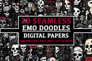 20 Seamless Emo Doodles Patterns, a Pattern Graphic by Nordic Design (Thumbnail 1 of 9)