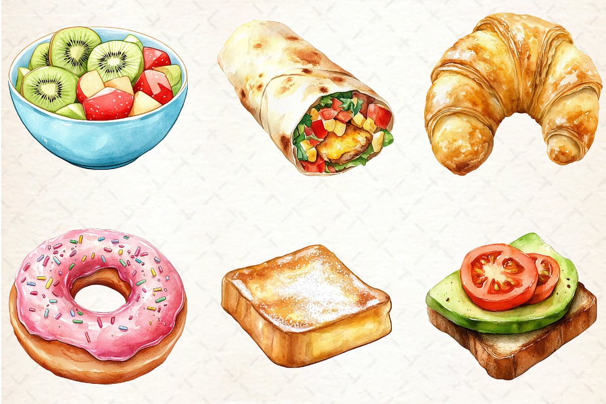 Watercolor Breakfast Clipart, an Illustration by Rose Art (Photo 4 of 4)