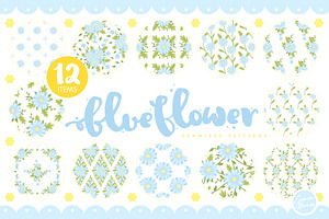 Blue Flower Seamless Patterns