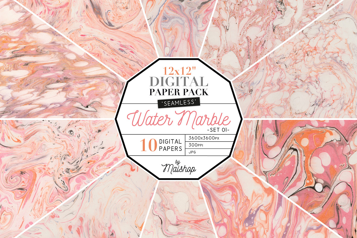 Seamless Digital Paper Water Marble, a Pattern Graphic by Maishop (Photo 1 of 3)