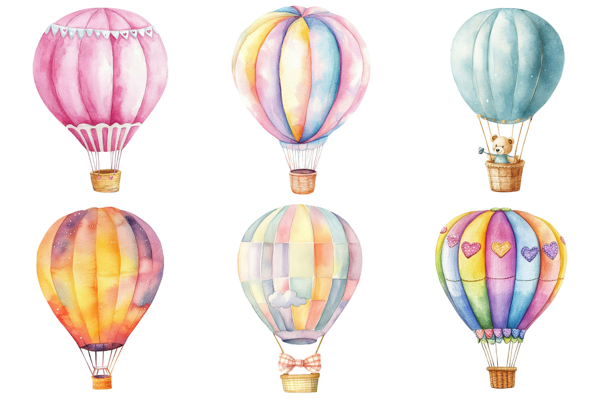 Pastel Hot Air Balloons Clipart, an Illustration by Daily.Designs (Photo 5 of 5)