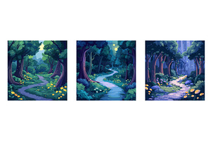Mystical forest cartoon vector scene, an Illustration by Stock-Smart-Start