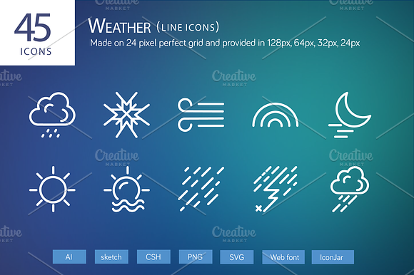 45 Weather Line Icons