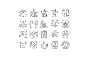 inclusive holistic fitness icons set, an Object Illustration by pikepicture