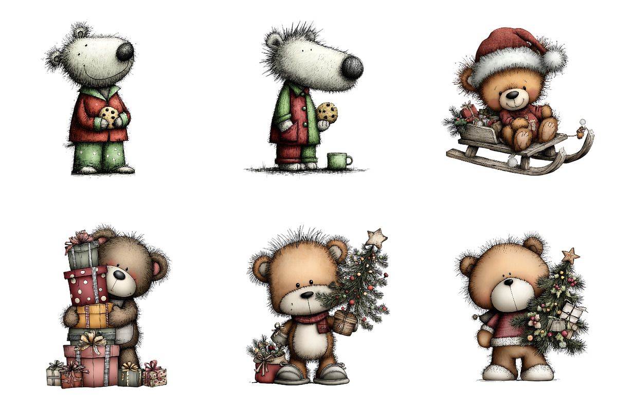 Christmas Teddy Bear Clipart, an Illustration by CreationArt (Photo 4 of 6)