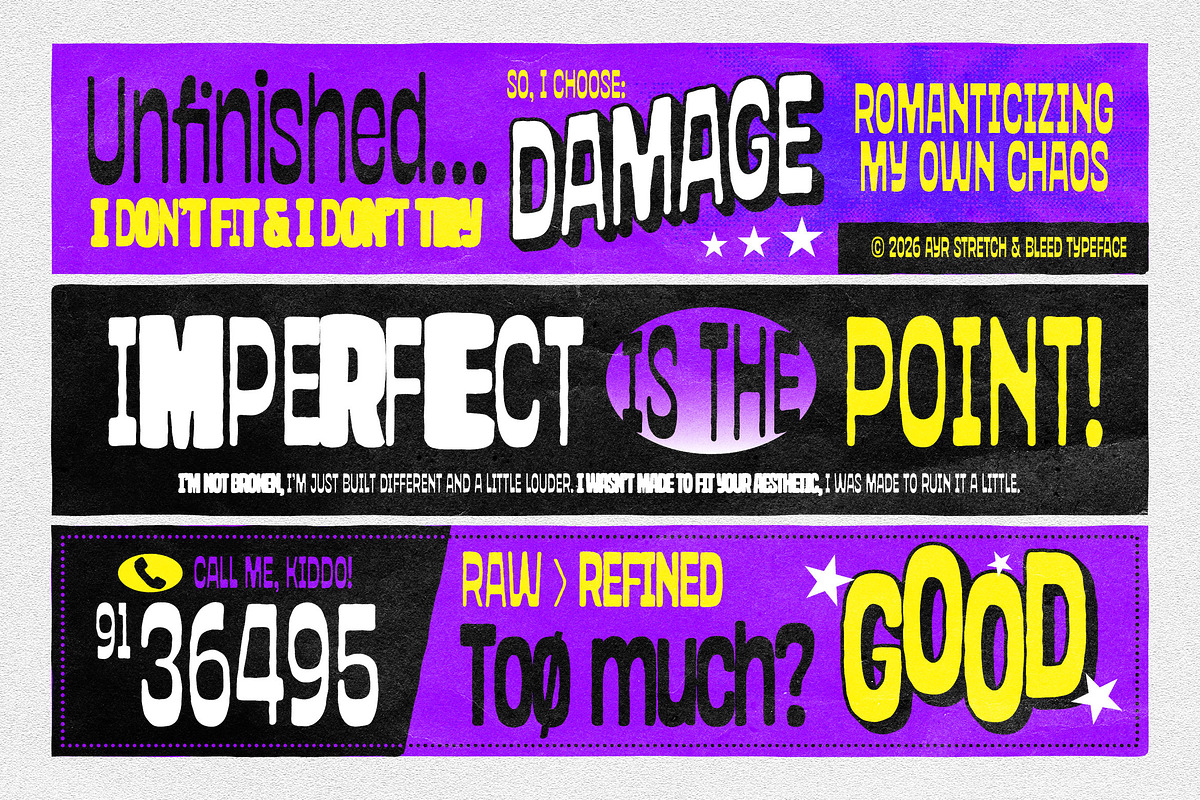Stretch & Bleed - Brutalist Font, a Sans Serif Font by Aiyari (Photo 12 of 13)