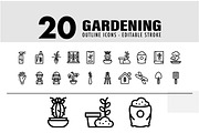 20 Gardening line icon Symbol, an Icon by khalwa.studio (Thumbnail 1 of 3)