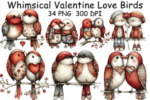 Whimsical Valentine Love Birds PNG, an Illustration by CraftArtStudio