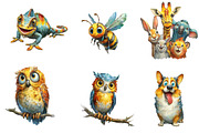 Watercolor Quirky animals Clipart, an Illustration by CreationArt (Thumbnail 2 of 5)