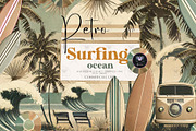 Retro Surfing Clipart Board Ocean, an Illustration by BigCakeBee (Thumbnail 1 of 4)