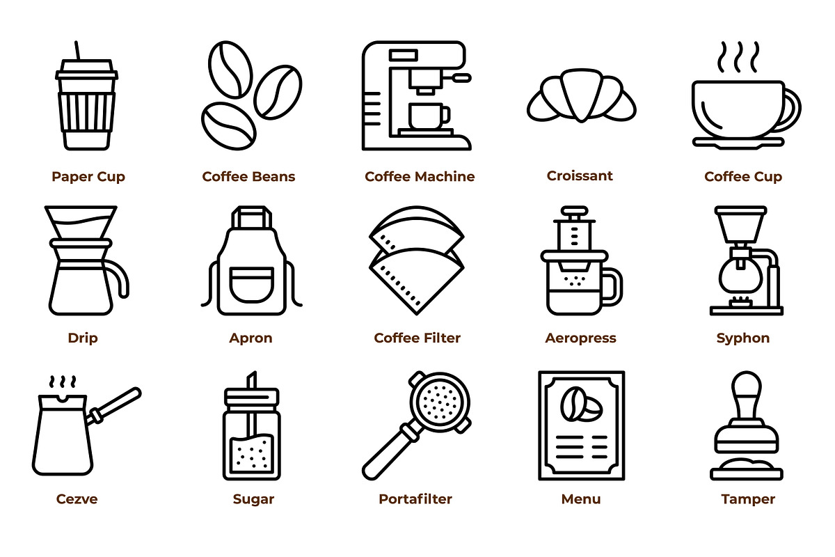 Coffee Shop Icon Set, an Outline Icon by Tekuni (Photo 3 of 9)