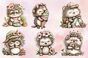 Whimsical Summer Hedgehogs Clipart, an Animal Illustration by SVGArt (Thumbnail 3 of 9)