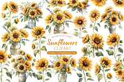 Watercolor Sunflower Clipart Bundle, an Illustration by MockupWizard (Thumbnail 1 of 5)