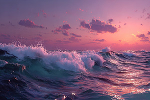 Vibrant Ocean Waves at Sunset, a Holiday Photo by Ales Munt