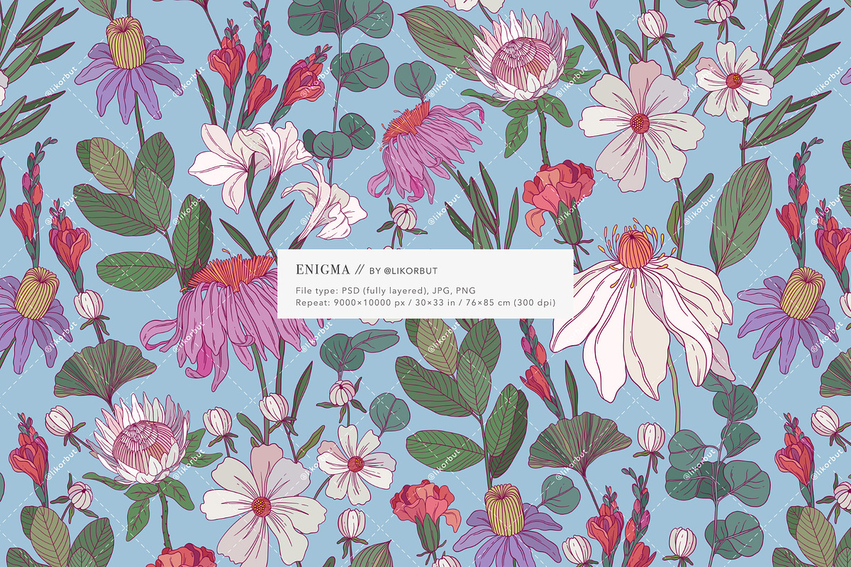 Elegant Floral Patterns: Botanical, a Pattern Graphic by likorbut (Photo 5 of 21)