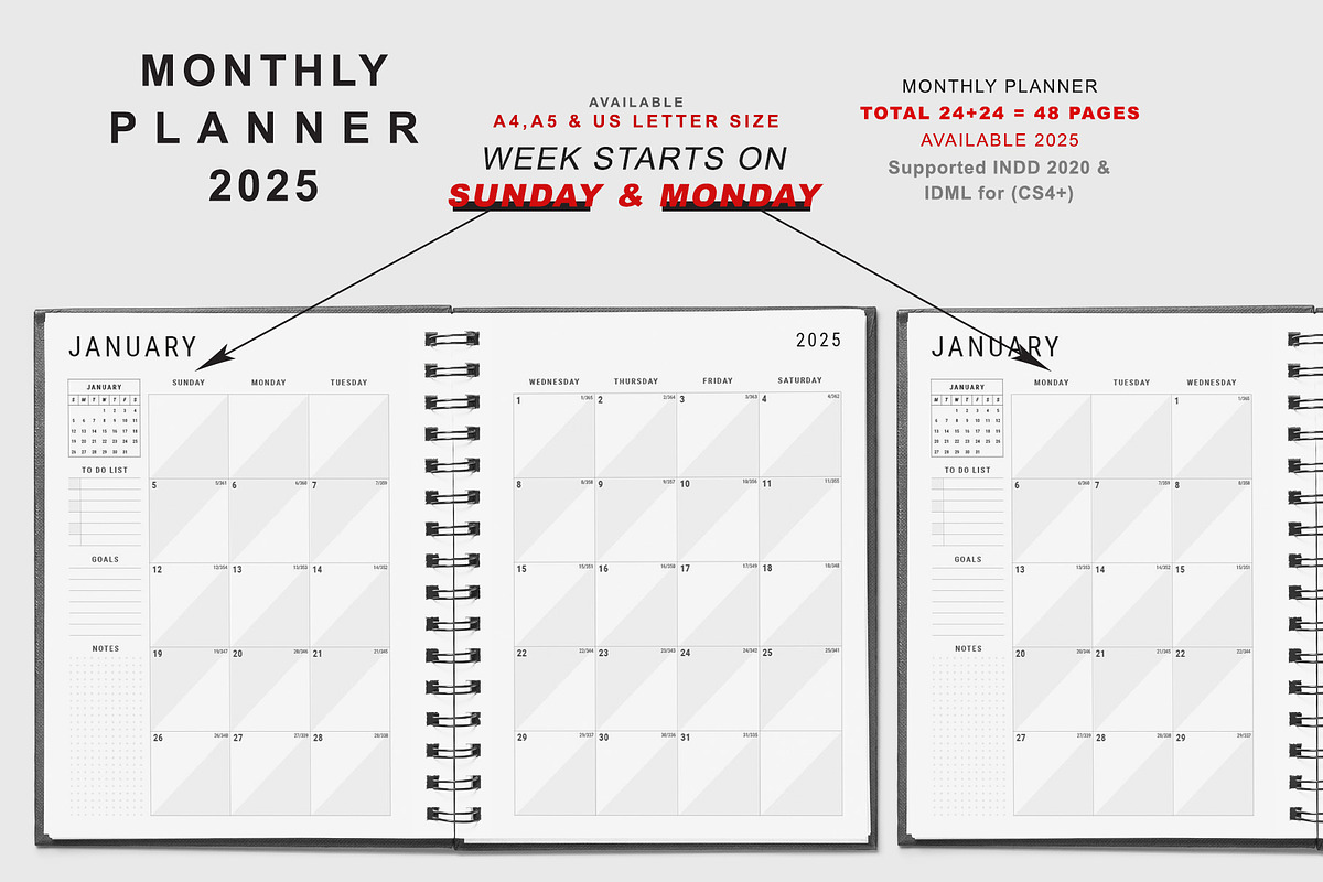 2025 Sunday & Monday Starts Planner, a Stationery Template by MNT-Creator (Photo 2 of 10)
