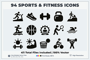 Sports Fitness Icons Logo, a Solid Icon by Vectorium Studio