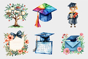 Watercolor Graduation Clipart, a Seasonal Illustration by Design Market (Thumbnail 5 of 5)