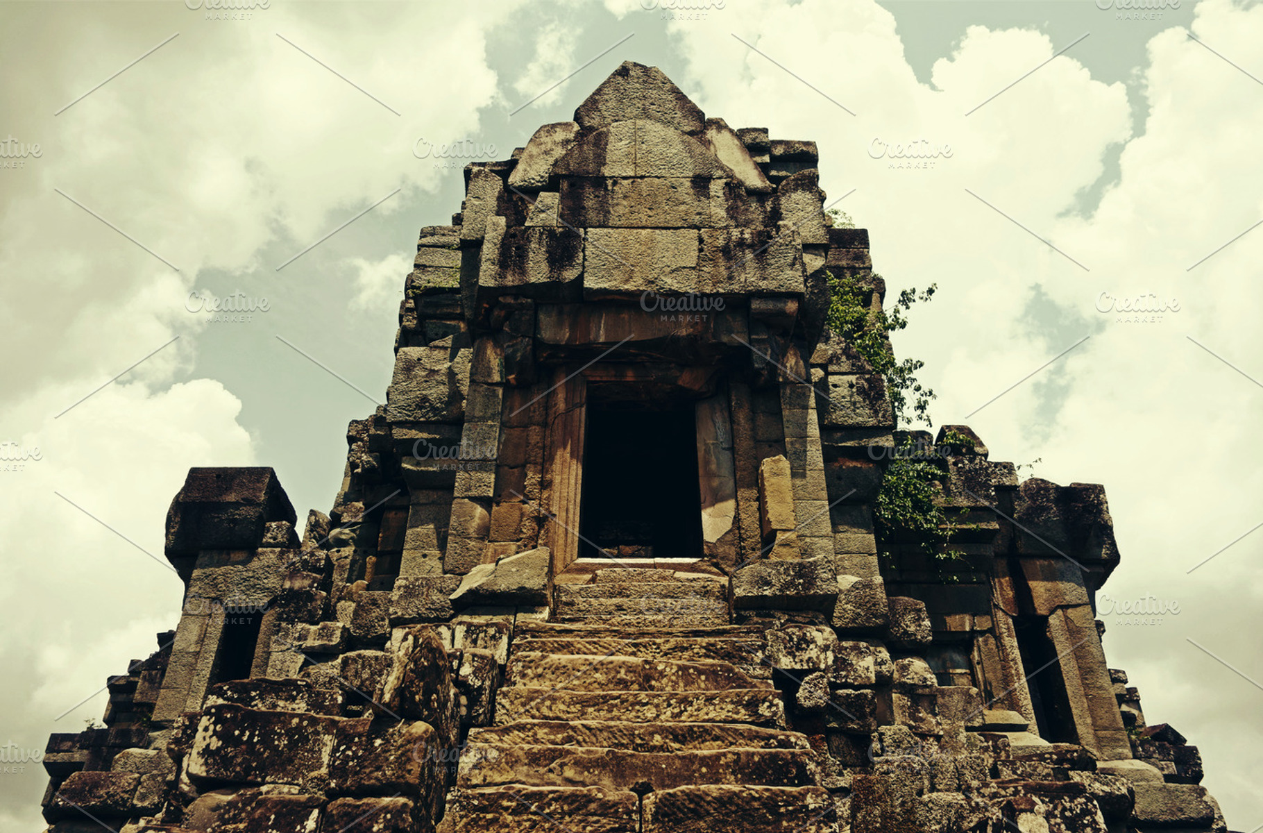 Stairway To Heaven Featuring Ancient Statues And Angkor