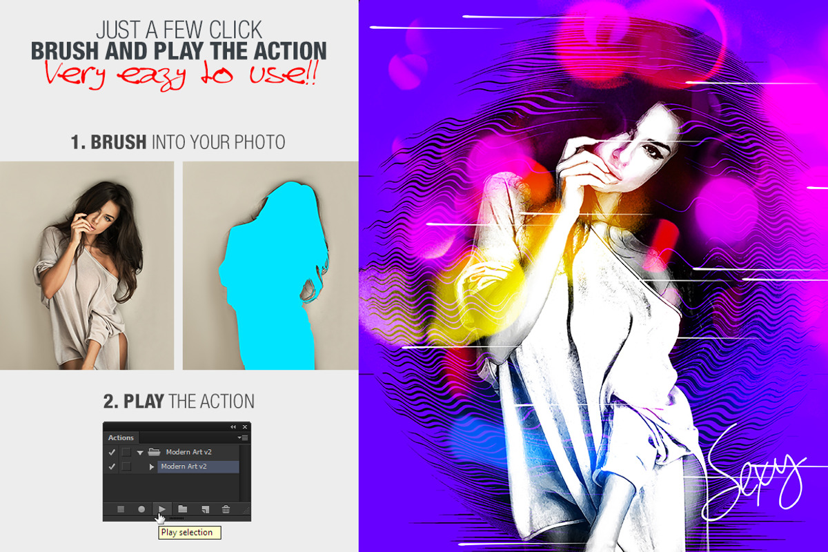 Modern Art Photoshop Action v2, an Action Add-On by Amorjesu.com (Photo 2 of 7)