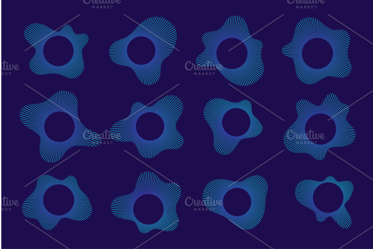 Neon sound wave in circular radial, an Object Illustration by YuliiaOsadcha