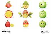 Cute fruits. 65 images, a Food Illustration by Handmadefont (Thumbnail 6 of 13)