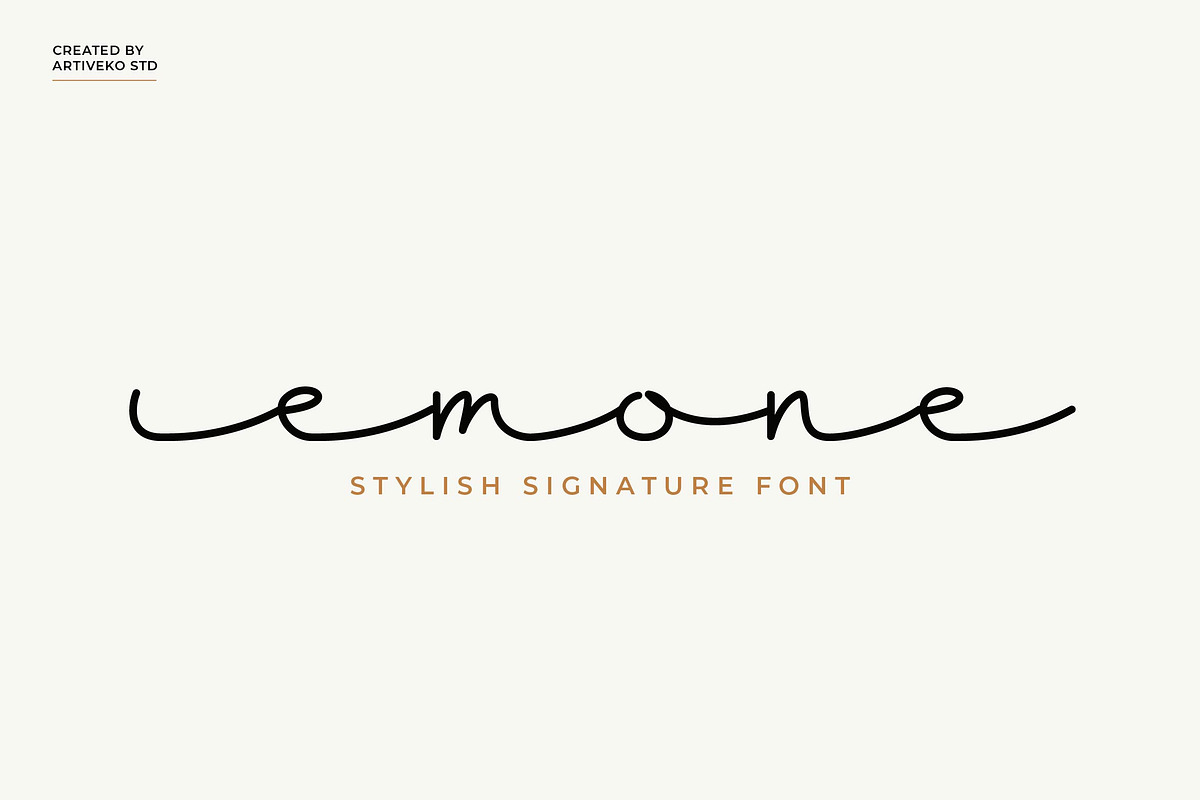 Emone Script Typeface, a Script Font by Artiveko (Photo 1 of 6)
