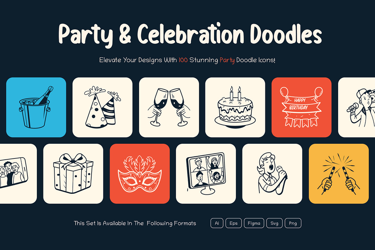 Party and Celebration Doodles Icon, an Object Graphic by Brickclay (Photo 1 of 8)