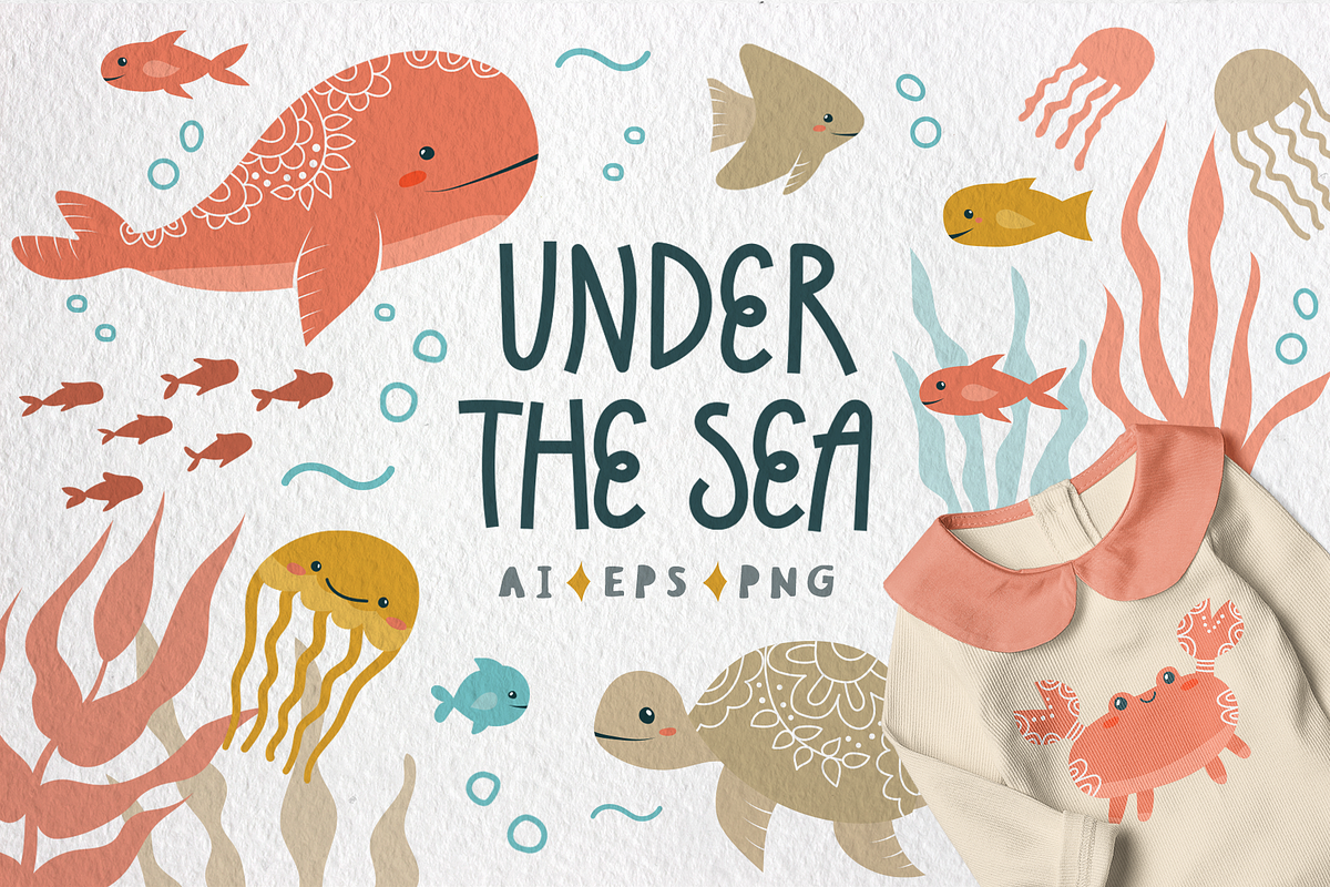 Under the sea clipart for kids, an Animal Illustration by RinaKustova (Photo 1 of 12)