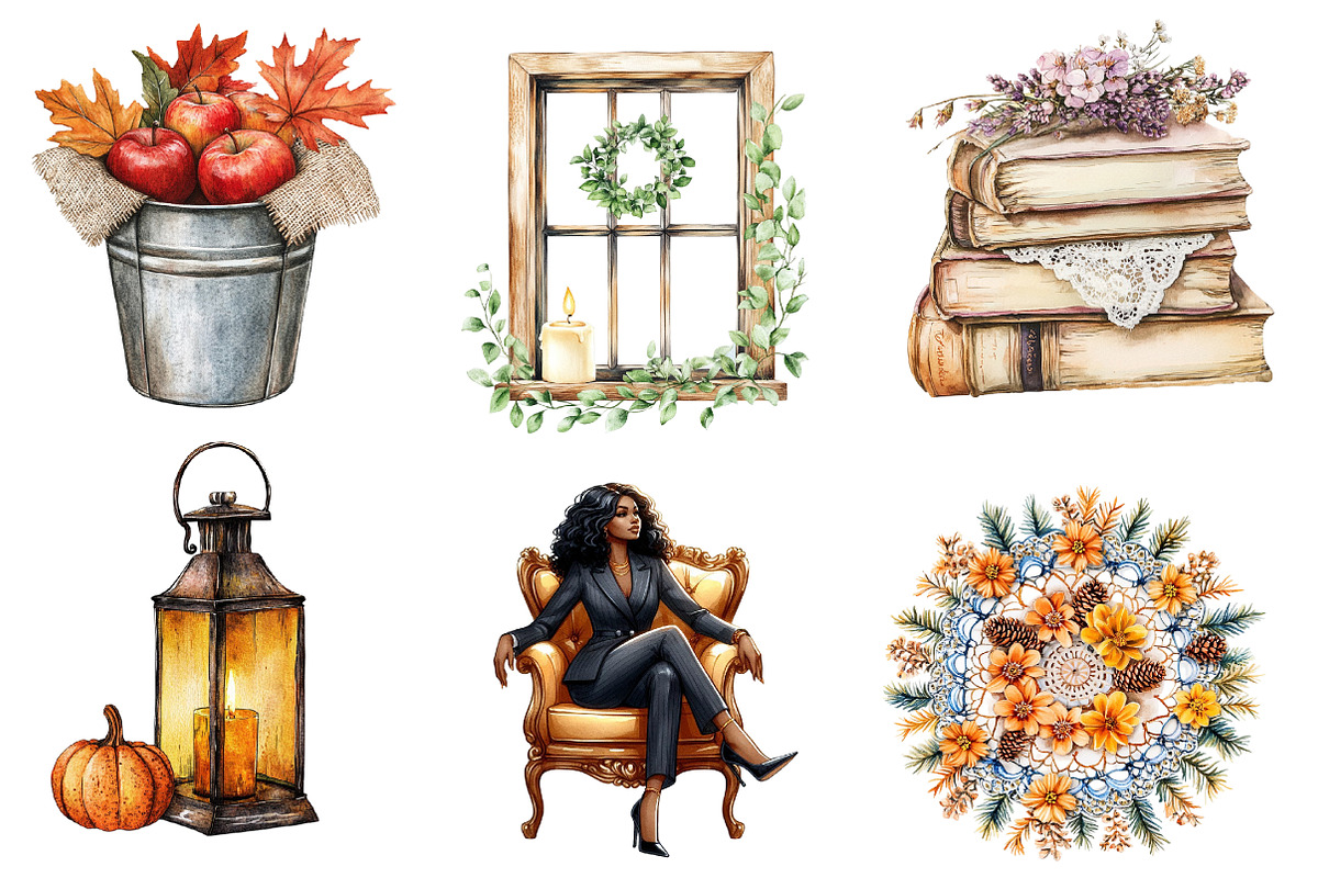 Vintage Fall Decorations Clipart, an Illustration by CreationArt (Photo 5 of 5)