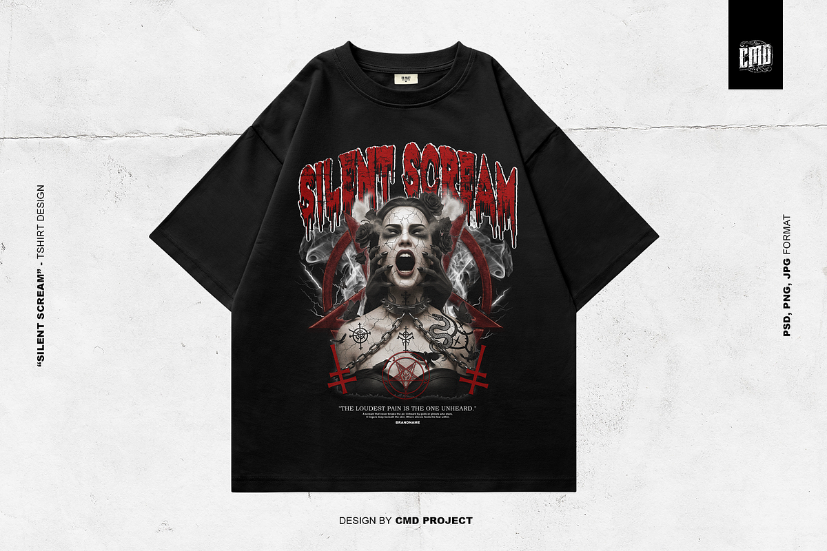 Silent Scream - T-Shirt Design, an Object Graphic by Cmd Project (Photo 1 of 9)