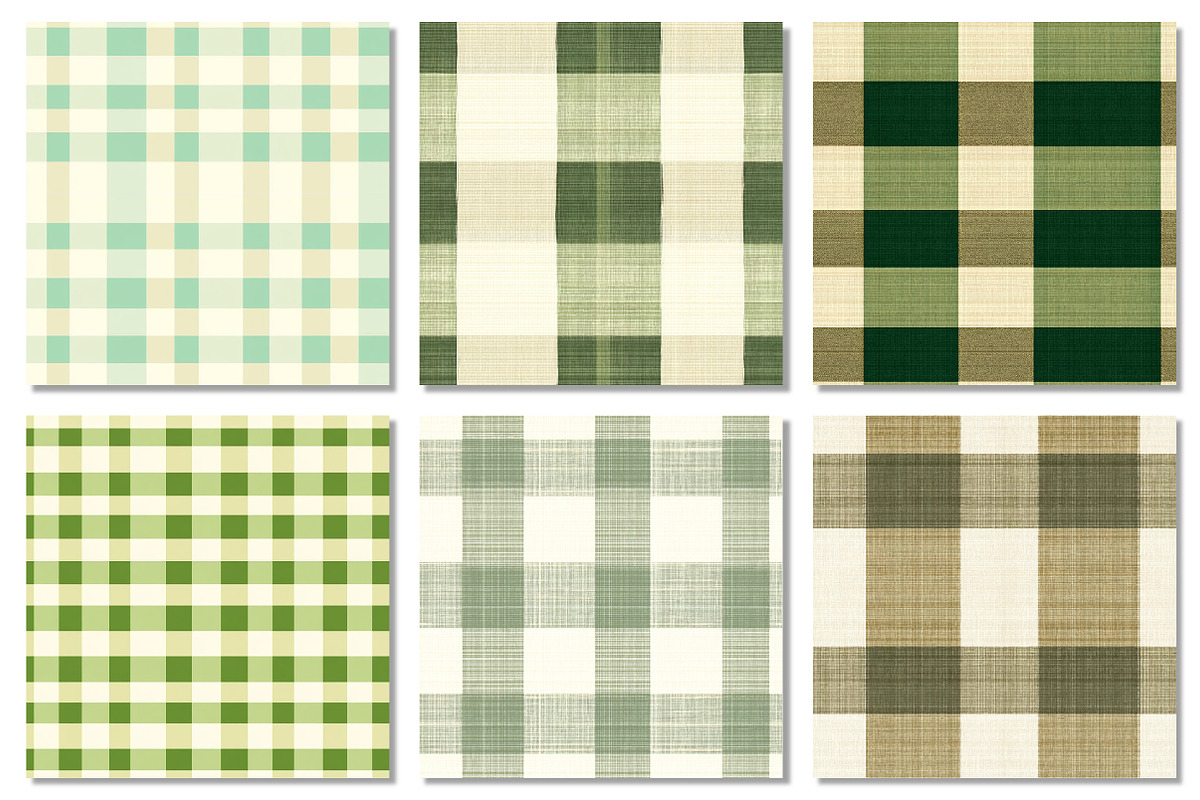 Green & Beige Gingham Patterns, a Pattern Graphic by Dream Creation (Photo 3 of 6)