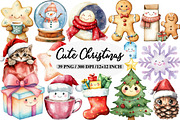 Cute Christmas Watercolor Clipart, an Illustration by Daily.Designs (Thumbnail 1 of 5)