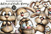 Whimsical Easter Bunny Clipart, an Illustration by OK Design (Thumbnail 1 of 6)