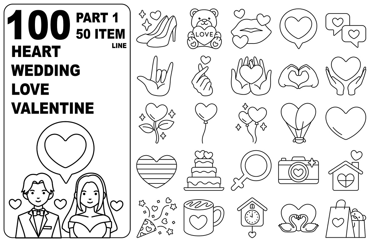 LoveWeddingHeartValentine Line100, an Outline Icon by MRPOR (Photo 1 of 4)