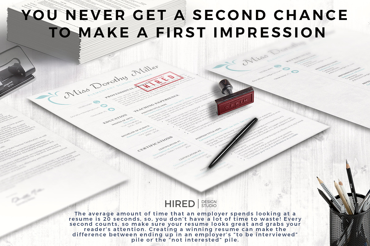 Professional Resume for Teachers, a Resume Template by HIRED Design Studio (Photo 9 of 13)