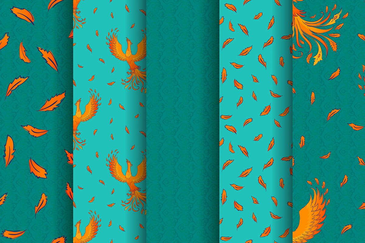 Phoenix. 5 vector patterns + bonus, a Pattern Graphic by Alla_Ri_Shop (Photo 2 of 6)