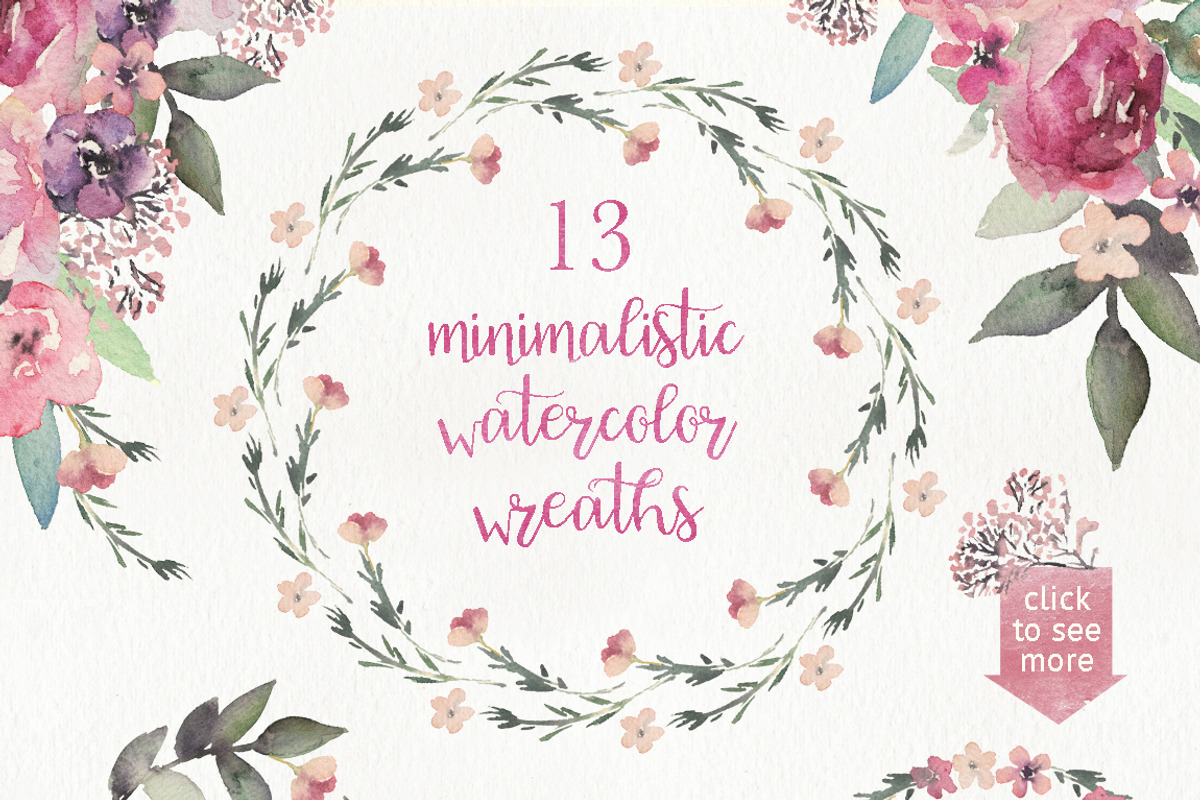 Pink Blush Floral Flower Set, a Decorative Illustration by Veris Studio (Photo 5 of 9)