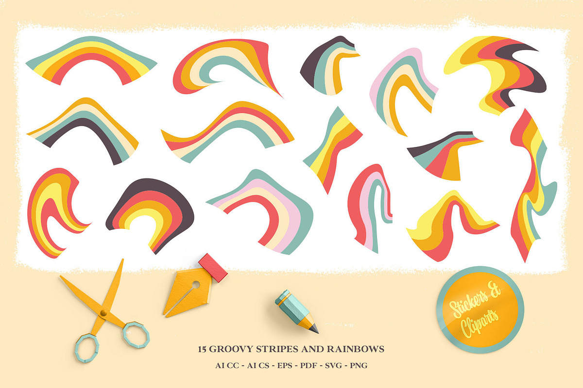 Groovy Pack - Backgrounds and Shapes, a Background Graphic by Pulpixel Design (Photo 4 of 15)