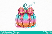 Coquette Glitter Pumpkin Png, an Illustration by Watercolor design (Thumbnail 1 of 3)