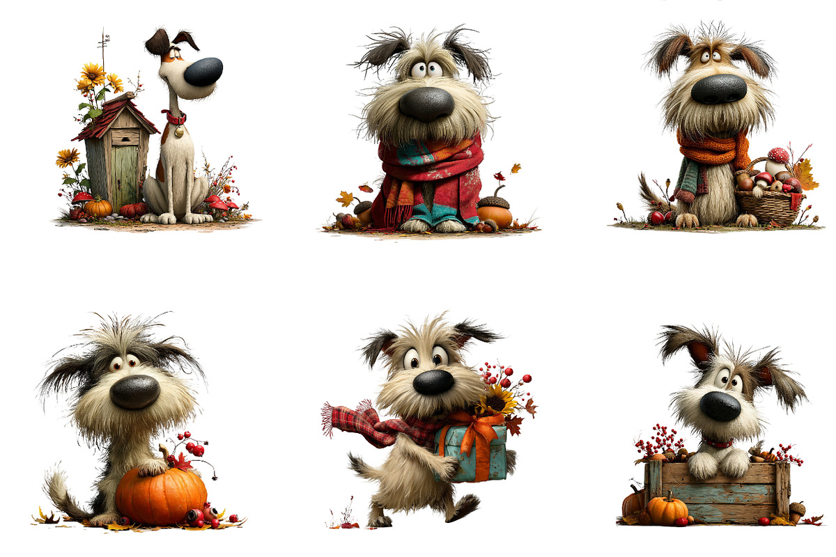 Whimsical Autumn Dog Clipart, a Seasonal Illustration by CreationArt (Photo 4 of 4)