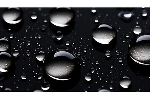 reflecti water droplets on black ai, a Nature Photo by pikepicture