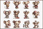 Christmas Mouse Clipart, an Illustration by Sublimation Artist (Thumbnail 2 of 6)