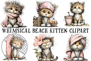 Whimsical Beach Kitten Clipart, an Illustration by OK Design (Thumbnail 2 of 6)