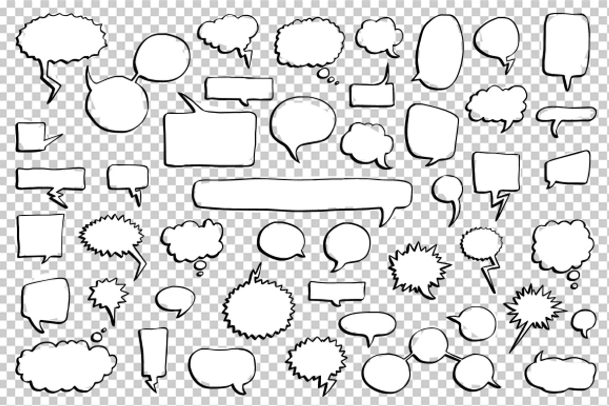 46 Hand Drawn Speech Bubbles Pack, an Illustration by Mantas Bac (Photo 4 of 5)